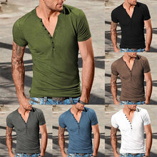 Load image into Gallery viewer, Men's Plain Henley Vacation T-shirt