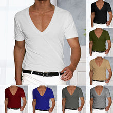 Load image into Gallery viewer, Men's Basic Deep V-Neck Cotton Short Sleeve T-Shirt