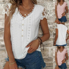 Load image into Gallery viewer, Casual V Neck Lace T-Shirt