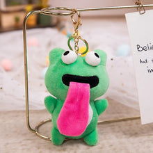 Load image into Gallery viewer, Cute Plush Sticking Out Tongue Frog Keychain