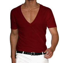 Load image into Gallery viewer, Men's Basic Deep V-Neck Cotton Short Sleeve T-Shirt