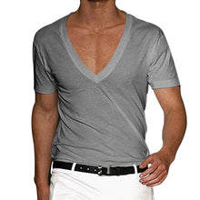 Load image into Gallery viewer, Men's Basic Deep V-Neck Cotton Short Sleeve T-Shirt